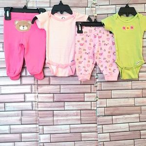 0-3 months  baby Girl, Duo Set. Onsies and matching interchangeable pants!!